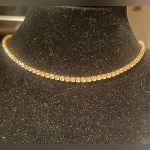 Elegant Unbranded Gold Tone With Clear Gemstones Choker Necklace